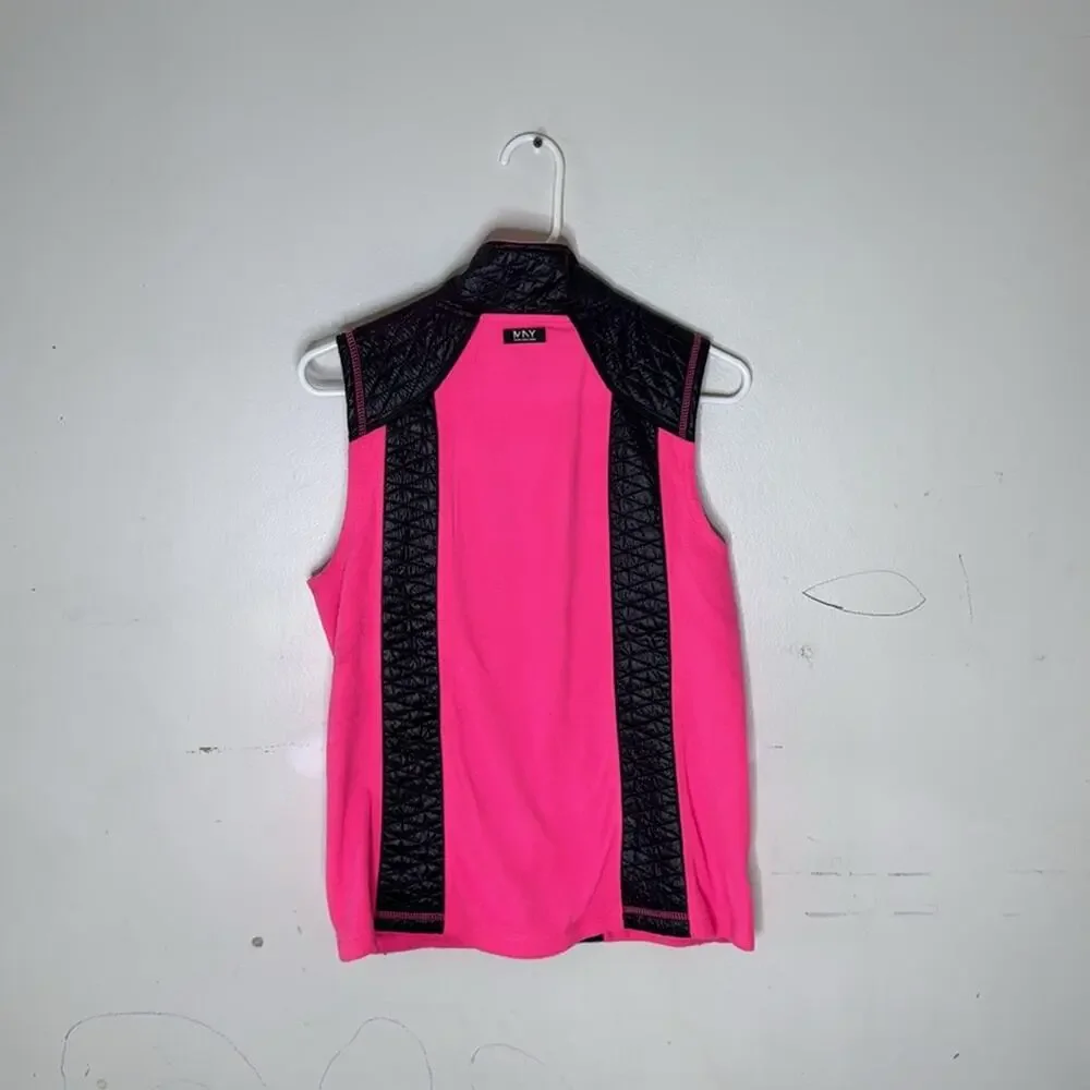 Marc New York Women's Pink and Black Fleece Vest Size Medium